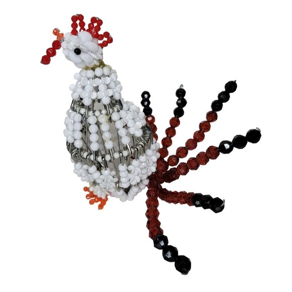 Handcrafted Beaded Rooster chicken Wire & Beads Decorative Art Piece whimsical - Picture 1 of 7